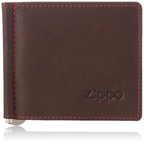 Zippo Leather, Bi-Fold Money Clip Wallet Coin Pouch, 10 cm, Brown