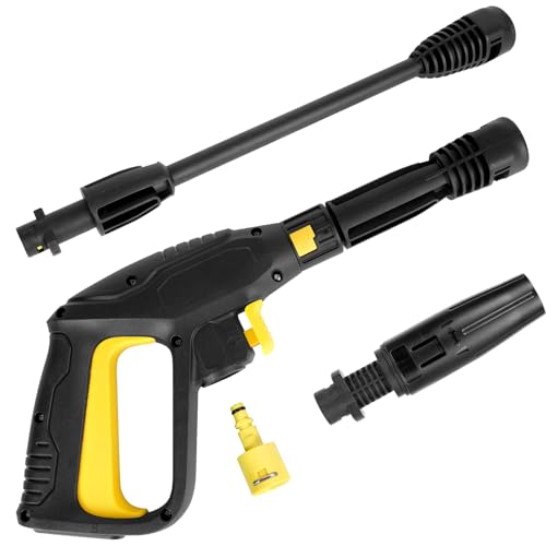 YUET 2026 トリガー高圧洗浄ガン ジェットウォッシャー&延長ワンドキット クイックコネクトリリースシステム ケルヒャーK2 K3 K4 K5 K6 K7ケルヒャーダートランススプレーノズル 調節可能なクリーニングクリーナーホース