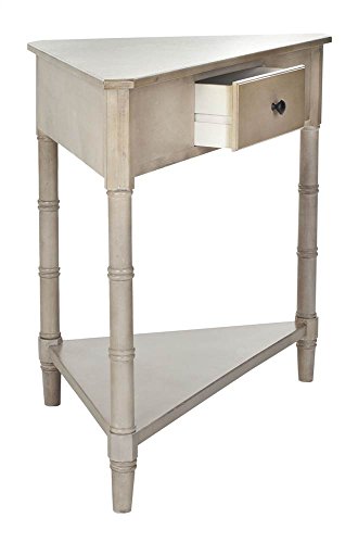 Image of SAFAVIEH Furniture - Gomez 1-Drawer Corner Table - Vintage Grey - Solid Wood - Classic Corner Storage Design - Ideal for Entryway, Living Room, Home Office, 33.1 inchW x 17.3 inchD x 28 inchH (AMH5709A)