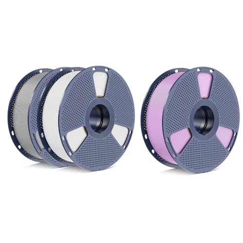 PETG Filament 1.75mm - 3kg SUNLU PETG 3D Printer Filament, Reusable Spool Compatible with Bambulab Refill Filament, 1.75mm Dimensional Accuracy +/- 0.02mm, White+Grey+Soft Purplent