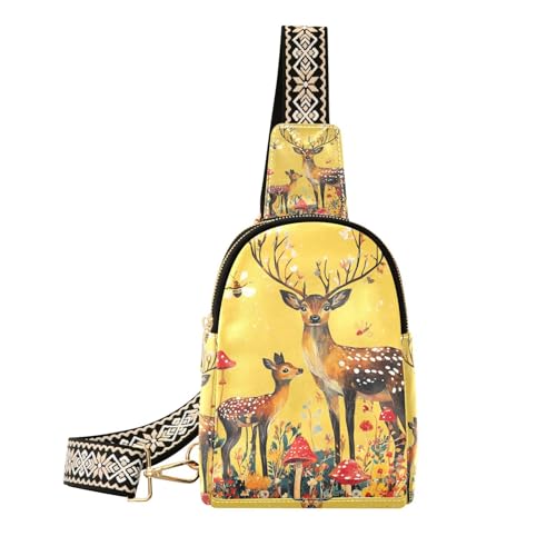 KLL Trendy Cartoon Sturdy Sika Deer bag fanny pack cute sling backpack sling bag for travel