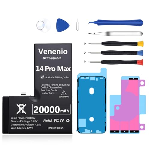 Venenio [20000mAh] Battery for iPhone 14 Pro Max 2026 New Upgrade High Capacity Replacement Battery for iPhone 14 Pro Max Models A2894 A2651 A2893 A2895 with Professional Replacement Tool Kits
