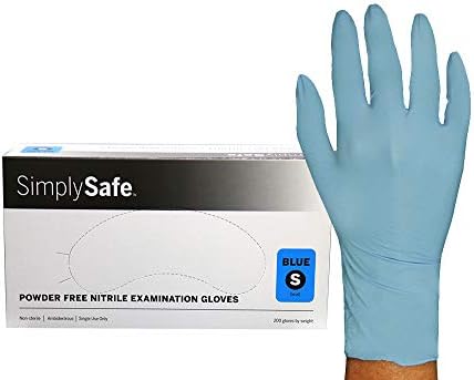 SimplySafe SS-NFX-B112 Nitrile Exam Grade Disposable Gloves, Blue, 3.6 mil, 200 per box/10 Boxes per case, Small, Case of 2,000