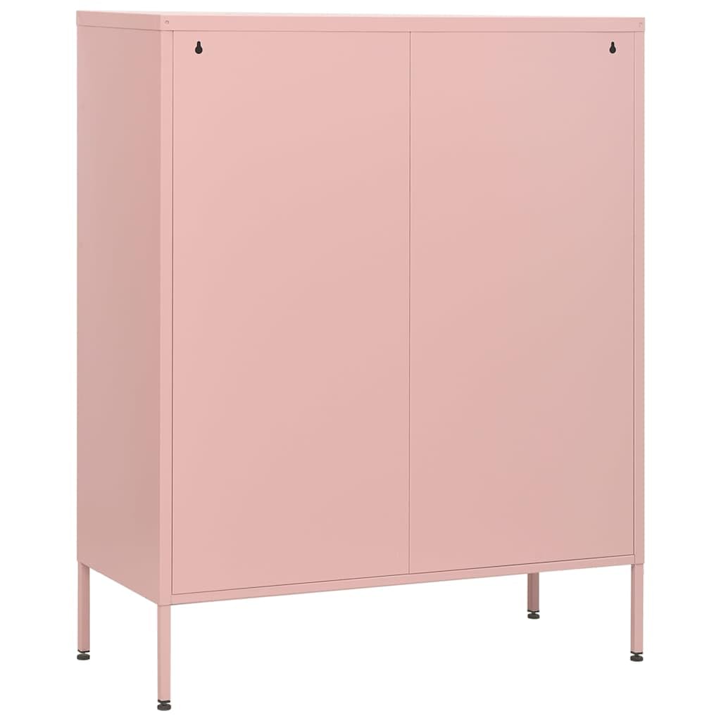 Cassettiera rosa, 80 x 35 x 101,5 cm, in acciaio, moderna credenza con 3 cassetti, livellamento regolabile in altezza, ripiano durevole per camera da letto, soggiorno, corridoio, cameretta