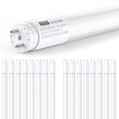JESLED 16 Pack 4FT T8 LED Bulbs 18W 2400LM 5000K Led Tube Light Hybrid Type A+B T10 T12 Fluorescent Bulbs Replacement Single or Double End Powered Plug and Play or Ballast Bypass ETL