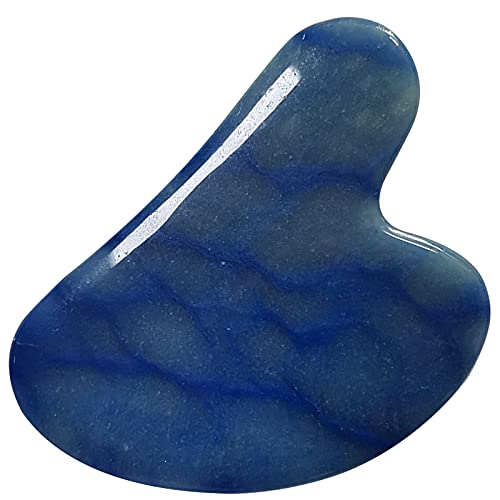 Gua Sha Massage Tool, Blue Aventurinee Guasha Board for Face & Body, Natural Jade Stone Gua Sha Facial Tool, Face Massager for Traditional Acupuncture Therapy, Daily Anti-Aging Health and Skin Care
