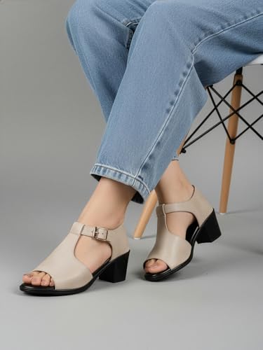 Image of Denill Fancy & Comfortable Brown Heel Sandal with Ankle Strap for women & Girls