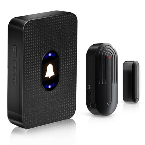 DAYTECH Détecteur d'alarme de porte sans fil, carillon d'alarme pour porte ouverte, alerte d'entrée pour la sécurité de la maison, du magasin, du bureau, portée de fonctionnement de 100 m, 55