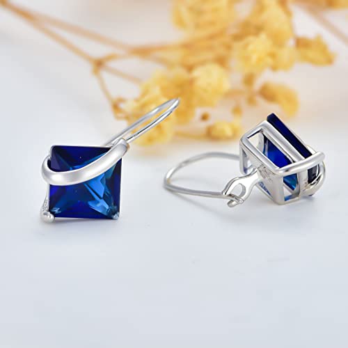 Seiyang Birthstone Earrings for Women 925 Sterling Silver Princess Cut/Heart Leverback Dangle Drop Earrings Birthday Anniversary Jewelry Gift for Women Girls4