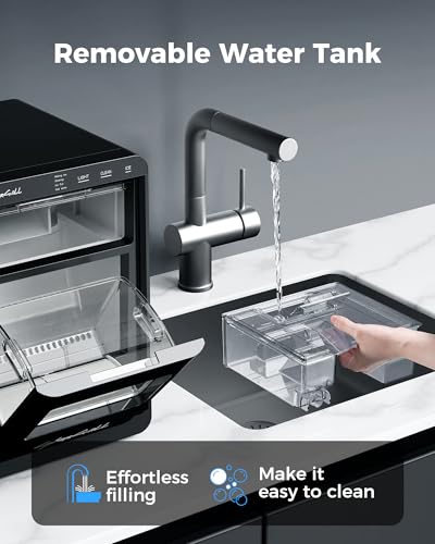 Image of CyberChill Nugget Ice Maker Countertop 44lbs Per Day Pebble Sonic Ice Makers Machine Chewable Pellet Ice with Self-Cleaning Removable Water Tank See Through Window for Home /Kitchen /Office