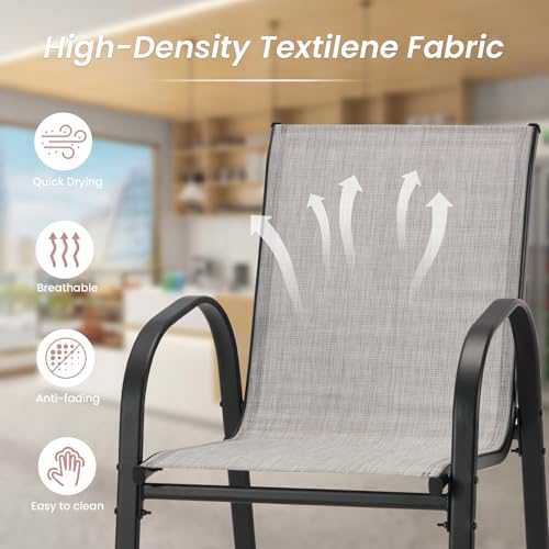 Image of HOMREST Outdoor Bar Height Stools Set of 5,4 High Back Patio Bar Chairs with Outdoor High Top Table,All Weather Outdoor High Top Bistro Set Furniture for Patio,Balcony,Light Grey
