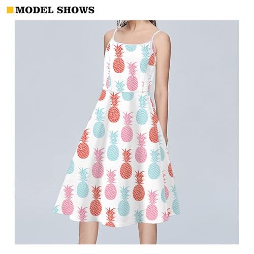 Image of Spaghetti Strap Midi Satin Dresses Summer Sleeveless Sundree Women Girl Beach Party Swing Dress