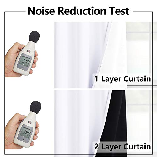 Wontex 100% White Blackout Curtains For Bedroom 52 X 84 Inches Long - Thermal Insulated, Noise Reducing, Sun Blocking Lined Rod Pocket Window Curtain Panels For Living Room, Set Of 2 Winter Curtains #TOP3