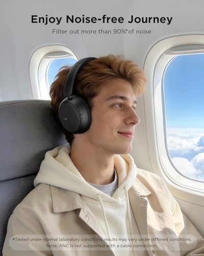 Image of TALIX H30 Hybrid Active Noise Cancelling Headphones, 110H Playtime Hi-Res Audio Bluetooth 6.0 Wireless Over Ear ANC Headphones for Commute /Travel (Black)