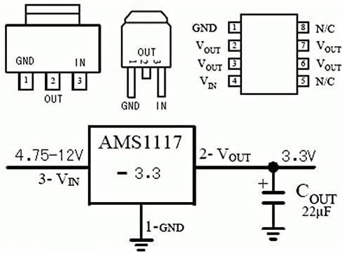 Schematic Diagram for AMS1117-3.3 Voltage Regulator Module