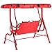 Costzon Kids Porch Swing, All-Weather Patio Swing Bench Hammock w/Adjustable Canopy & Safety Belts for 2 Children, Outdoor Swing for Backyard Garden Balcony Poolside (Red, Ladybug Pattern)