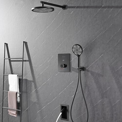 Mélangeur de douche noir à 3 voies pour douche et baignoire LWX