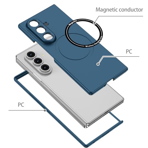 Image of amazon basics Magnetic Case Cover for Samsung Galaxy Z Fold 6 [Compatible with Mag-Safe] Slim Shockproof Magnetic Phone Cover Case - Blue