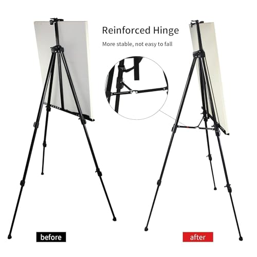RRFTOK Art Painting Display Easel Stand,72Inches Portable Adjustable Metal Tripod with Artist Easels for Canvases Height from 22-72”for Table-Top/Floor Paint and Displaying,Black