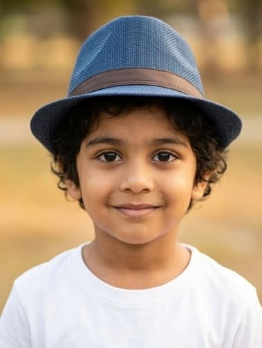 Image of BookMyCostume Blue Western Cowboy & Ballroom Style Hat | Fancy Dress Accessory for Dance, Stage Shows & Theme Parties For Kids