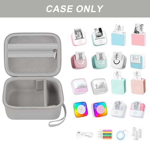 Image of ANKHOH Label Maker Case for Memoking T02 for Phomemo M02 for Nelko, Grey | Mini Pocket Printer Case for Portable Sticker Paper and Daily Carry, Box Only