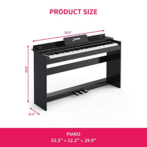 Lagrima Lag-800 88 Key Digital Piano Full Size Electric Keyboard W/Music Stand+Power Adapter+3-Pedal Board+Instruction Book+Headphone Jack For Beginner/Adults, Black(Piano Only) #TOP6