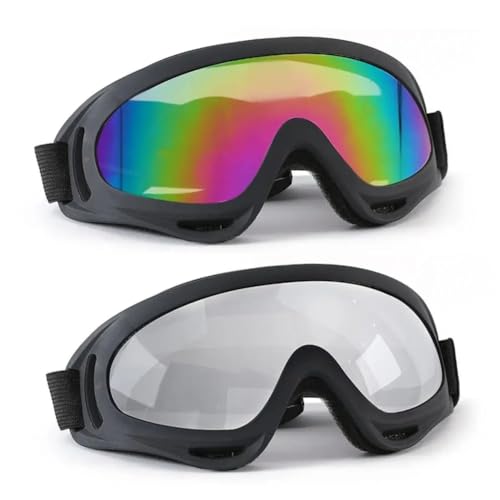 Lagnlnaoy 2pcs Windproof Dog Goggles, UV Protection, Adjustable Straps, Anti-Fog Dog Sunglasses,Driving Puppy Glasses, Small to Medium Gifts