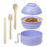 MUUBOOX Ramen Cooker,Microwave Ramen Bowl,Ramen Noodle Bowl,College Dorm Room Essentials for Girls for Boys, Portable Noodle Bowls,for Home Office Dorm Room College gift,BPA-Free(Light Purple)