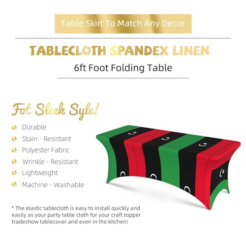 Nappe de table extensible drapeau libyen 1,8m en élasthanne lavable pour banquet