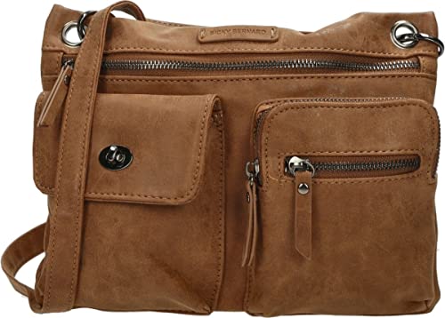 Sac bandoulière camel Bicky Bernard résout le désordre avec ses multiples zips