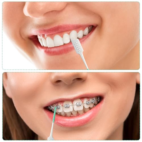 Image of Dental Floss Picks Soft Silicone interdental Brush, Braces Brush, Floss Picks for Teeth, Disposable interdental Brush, Suitable for Cleaning Teeth Health(Green, 160pcs)