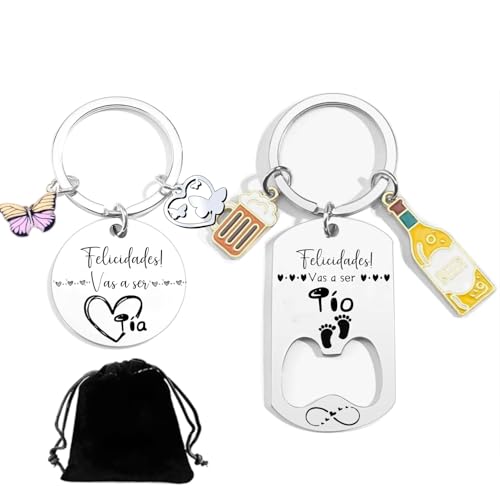 YUANSI anunciar embarazo Llavero. Ideas regalos originales Sorpresa anuncio embarazo Vas a ser Tia y Tio bebe regalo bautizo (Tios)