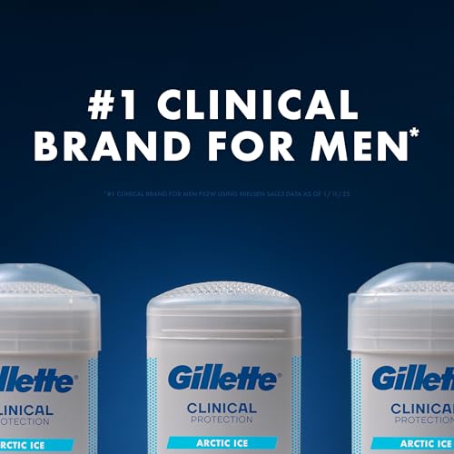 Image of Gillette Clinical Antiperspirant and Deodorant for Men, 100HR Sweat & Odor Protection, Long Lasting Freshness, Anti-White Mark Technology, Soft Solid, Arctic Ice Scent, 2.6 oz
