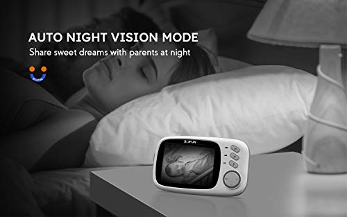 Baby Monitor, BOIFUN 3.2'' Baby Video Monitor with Camera and Audio LCD Screen 750mAh Rechargeable Battery Support VOX Night Vision Temperature Monitoring Two-Way Talk 8 lullabies for Baby/Elder/Pet - Thumbnail 4