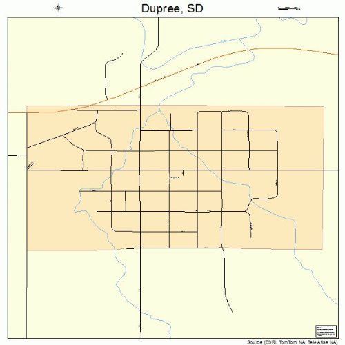 Large Street & Road Map of Dupree, South Dakota SD Printed poster