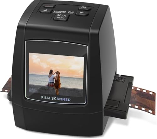 Miniescáner digital para películas y diapositivas, convierte negativos y diapositivas de películas de 35 mm, 126, 110, súper 8 y 8 mm en imágenes JPEG de 22 megapíxeles, pantalla LCD de 2,4 pulgadas