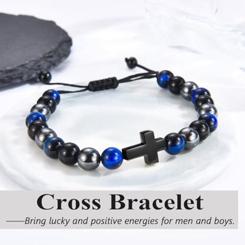OAVOOK Cross Bracelet for Husband - Birthday, Christmas, Anniversary, Baptism Gift - Christian Jewelry for Men — view 2