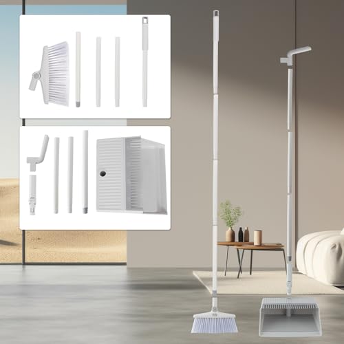 BUUROOHM Besen- und Kehrschaufel-Set für Zuhause, mit langem Griff, 104 cm/127 cm, Kehrschaufel, Kombi-Set für Zuhause, Küche, Zimmer, Büro, Lobby, Boden, Innen- und Außenbereich, aufrechter