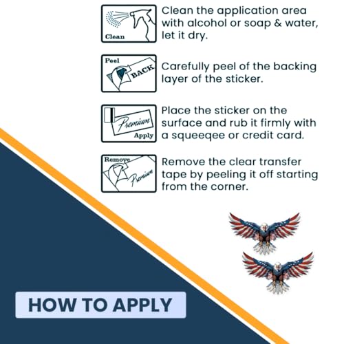 Image of American Flag Eagle Stickers, 6 x 3.5 Inches Pack of 2