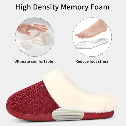 Image of Evshine Women's Chenille Knit Fuzzy Slippers Memory Foam Warm House Shoes