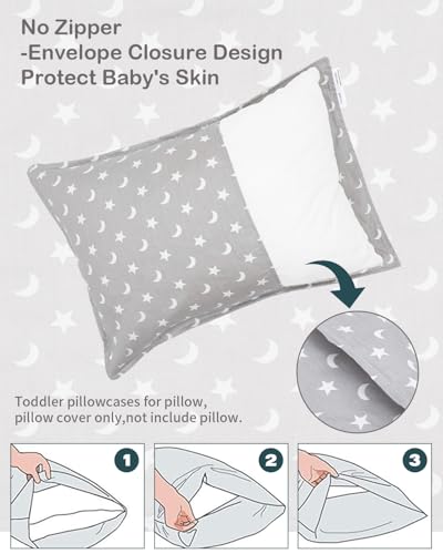 Image of ALVABABY Toddler Pillowcases Organic Cotton Fit 13 inchx 18 inch or 12 inchx16 inch Kids Pillow Cover Envelope for Girl Boy Travel 2 Pack(Pillowcase Only)