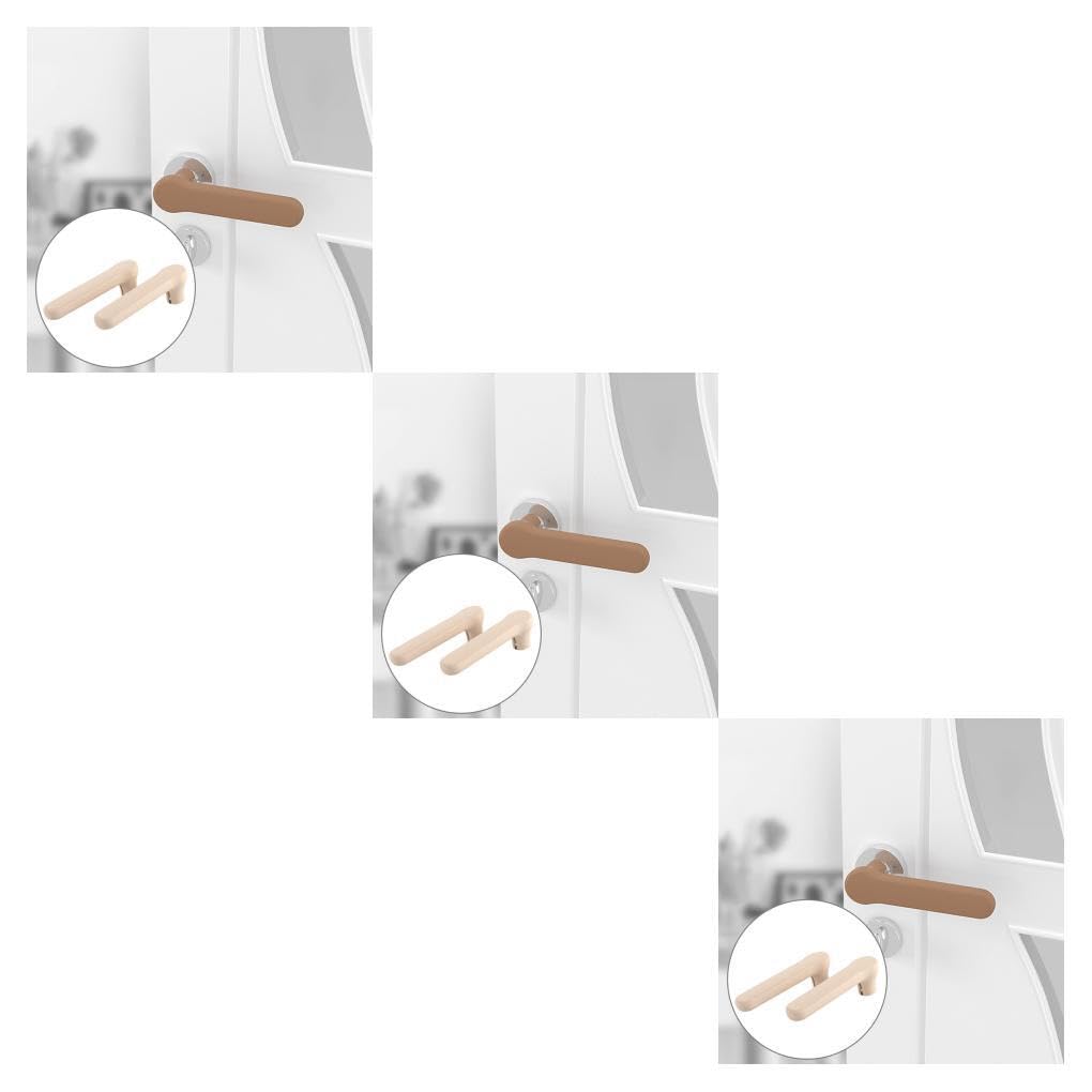 3 Juegos de Funda protectora flexible para manija de puerta, funda de silicona para anticolisión, color Beige, Beige 3Conjunto