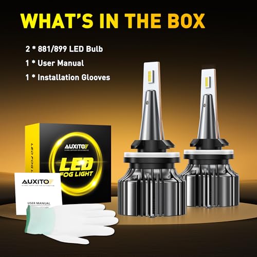 Image of AUXITO 881 889 886 894 862 896 898 LED Fog Light Bulbs 18000LM, 1000% Brighter 6500K H27 Fog Lights, 1:1 OEM Replacement for Cars Trucks SUVs, 3-Minute Installation, IP68 Waterproof, Pack of 2