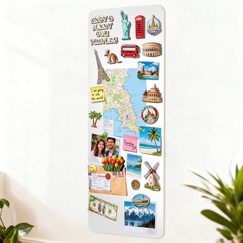 LYZZXI Magnettafel Weiß 30x70 cm: Urlaubsmagnete Display Board mit Starker Magnetkraft für Fotos & Souvenirs - Mode Magnetwand für Wohnzimmer Büro | Ideal für Reiseliebhaber