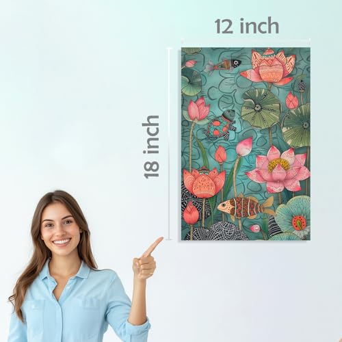 Image of SiddArtify Lotus Pond Wall Art Poster Print Set - Botanical Fish Turtle Decor for Living Room Bedroom Office - 12x18 inch Board Pack of 6