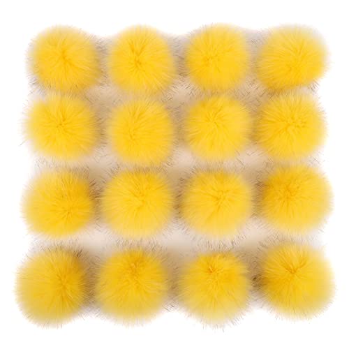 16pcs Faux Fur Pom Pom, Colorful Fluffy Faux Fur Pom Poms with Elastic Loop Pompom Set for Knitting Hats Bags, Key Chains