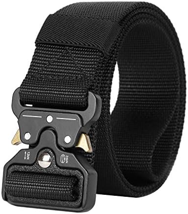 Mens Tactical Belt SANSTHS Heavy Duty Nylon Belt 1.5in Riggers Belt Military Webbing with Quick Release Metal Buckle