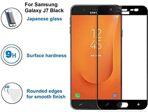 Image of Screen Protector for Samsung Galaxy J7 (Black) Tempered Glass Edge-to-Edge 6D Screen Guard With Installation Kit