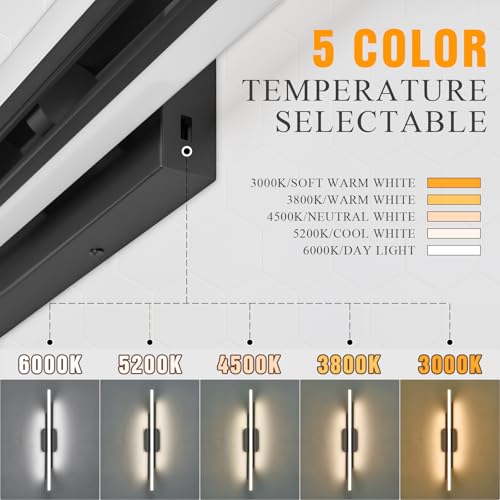 Image of VitaLink Black Vanity Light, 35 inch Modern LED Wall Light Long Wall Lamp for Bathroom Over Mirror Dimmable Hardwired Wall Mount Lighting Over Vanity Indoor 5CCT(3000K /3800K /4500K /5200K /6000K)
