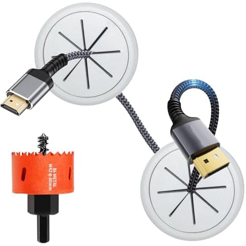 Cord Hider for Wall Mount TV, Wall Cord Hider TV Cable Hider, Wire Hiders for TV On Wall, Includes 2 Pass Throughs/Hole Saw Drill Attachment, 2-3/8" (60mm Hole) Cover